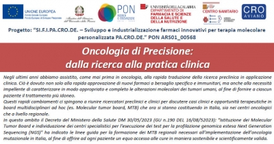 27 NOVEMBRE 2023 - ONCOLOGIA di PRECISIONE: dalla ricerca alla pratica clinica